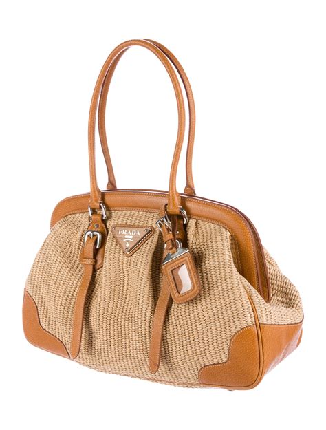 prada leather trimmed straw bag|best straw tote bags.